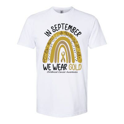 In September We Wear Gold Childhood Cancer Awareness Rainbow Softstyle CVC T-Shirt