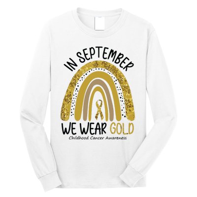 In September We Wear Gold Childhood Cancer Awareness Rainbow Long Sleeve Shirt