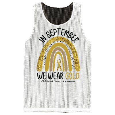 In September We Wear Gold Childhood Cancer Awareness Rainbow Mesh Reversible Basketball Jersey Tank