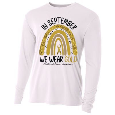 In September We Wear Gold Childhood Cancer Awareness Rainbow Cooling Performance Long Sleeve Crew