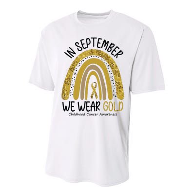 In September We Wear Gold Childhood Cancer Awareness Rainbow Performance Sprint T-Shirt