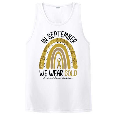 In September We Wear Gold Childhood Cancer Awareness Rainbow PosiCharge Competitor Tank