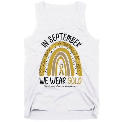 In September We Wear Gold Childhood Cancer Awareness Rainbow Tank Top