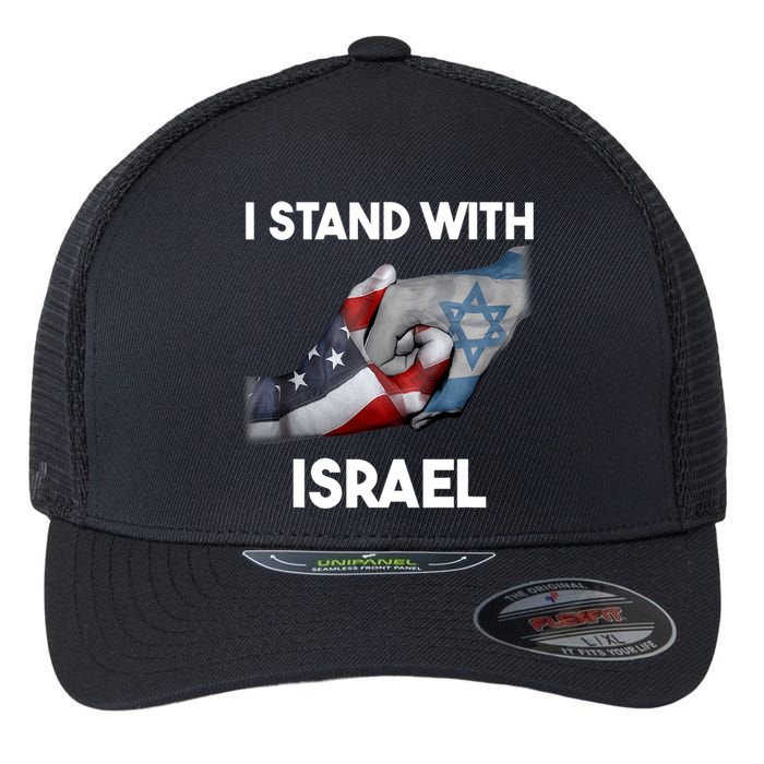 I Stand With Israel I Stand With Israel America Flag Design Flexfit Unipanel Trucker Cap