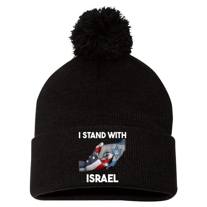 I Stand With Israel I Stand With Israel America Flag Design Pom Pom 12in Knit Beanie