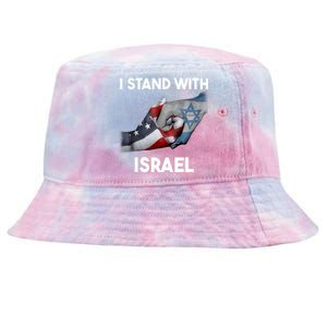 I Stand With Israel I Stand With Israel America Flag Design Tie-Dyed Bucket Hat