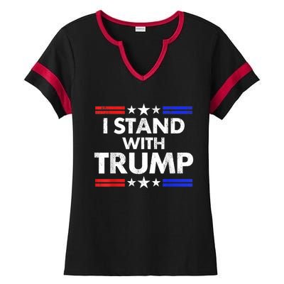 I Stand With Trump Ladies Halftime Notch Neck Tee