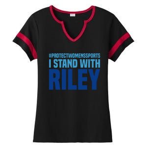 I Stand With Riley Gaines Protect Womens Sports Ladies Halftime Notch Neck Tee