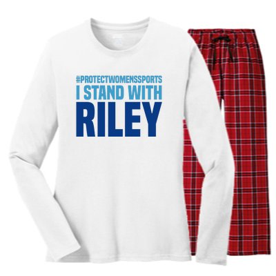 I Stand With Riley Gaines Protect Womens Sports Women's Long Sleeve Flannel Pajama Set 