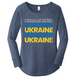 I Stand With Ukraine Ukrainian Flag Ukrainians Funny Gift Women's Perfect Tri Tunic Long Sleeve Shirt