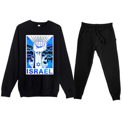 I Stand With Israel Israeli Flag Israel Star Of David Israel Strong Premium Crewneck Sweatsuit Set