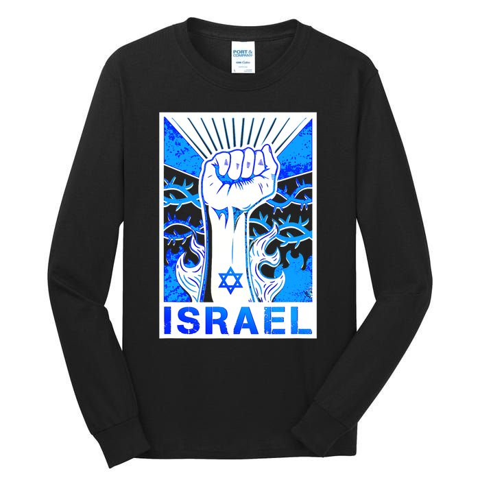 I Stand With Israel Israeli Flag Israel Star Of David Israel Strong Tall Long Sleeve T-Shirt