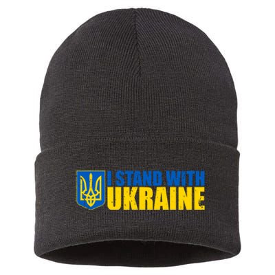 I Stand With Ukraine War Sustainable Knit Beanie