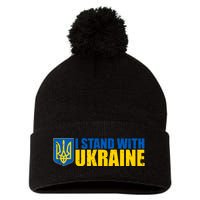 I Stand With Ukraine War Pom Pom 12in Knit Beanie