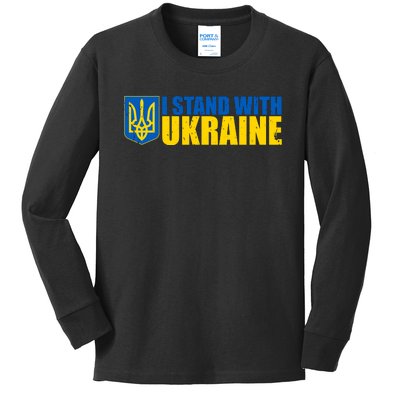 I Stand With Ukraine War Kids Long Sleeve Shirt