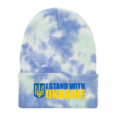 I Stand With Ukraine War Tie Dye 12in Knit Beanie