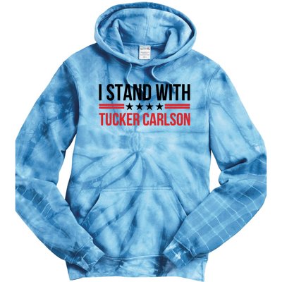 I Stand With Tucker Carlson Vintage American Flag Tie Dye Hoodie