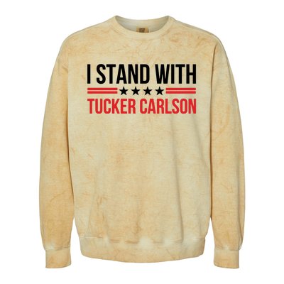 I Stand With Tucker Carlson Vintage American Flag Colorblast Crewneck Sweatshirt