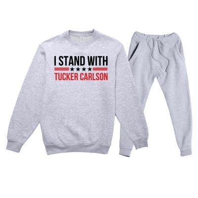 I Stand With Tucker Carlson Vintage American Flag Premium Crewneck Sweatsuit Set