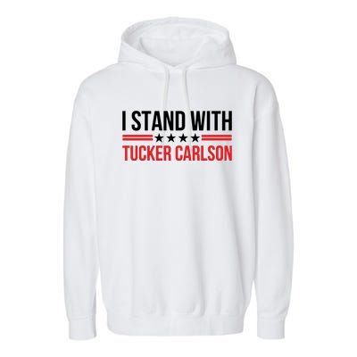 I Stand With Tucker Carlson Vintage American Flag Garment-Dyed Fleece Hoodie