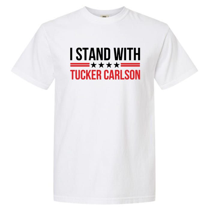 I Stand With Tucker Carlson Vintage American Flag Garment-Dyed Heavyweight T-Shirt