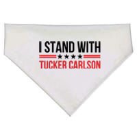 I Stand With Tucker Carlson Vintage American Flag USA-Made Doggie Bandana