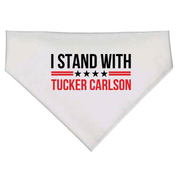 I Stand With Tucker Carlson Vintage American Flag USA-Made Doggie Bandana