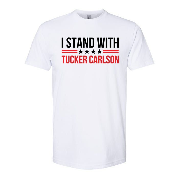 I Stand With Tucker Carlson Vintage American Flag Softstyle CVC T-Shirt