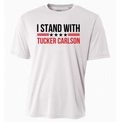 I Stand With Tucker Carlson Vintage American Flag Cooling Performance Crew T-Shirt