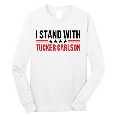 I Stand With Tucker Carlson Vintage American Flag Long Sleeve Shirt