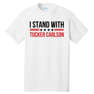 I Stand With Tucker Carlson Vintage American Flag Tall T-Shirt