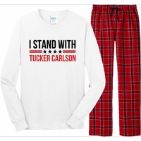 I Stand With Tucker Carlson Vintage American Flag Long Sleeve Pajama Set