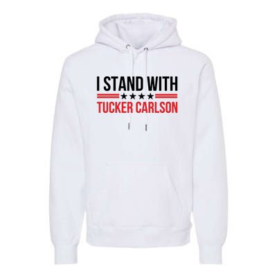 I Stand With Tucker Carlson Vintage American Flag Premium Hoodie