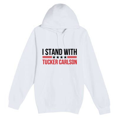 I Stand With Tucker Carlson Vintage American Flag Premium Pullover Hoodie