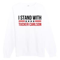 I Stand With Tucker Carlson Vintage American Flag Premium Crewneck Sweatshirt