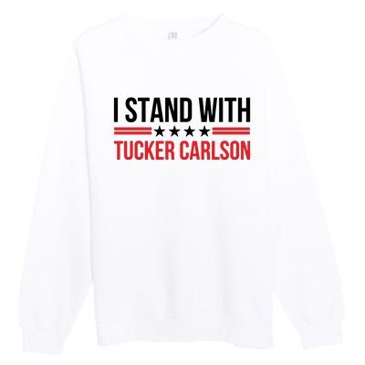 I Stand With Tucker Carlson Vintage American Flag Premium Crewneck Sweatshirt