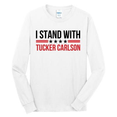 I Stand With Tucker Carlson Vintage American Flag Tall Long Sleeve T-Shirt