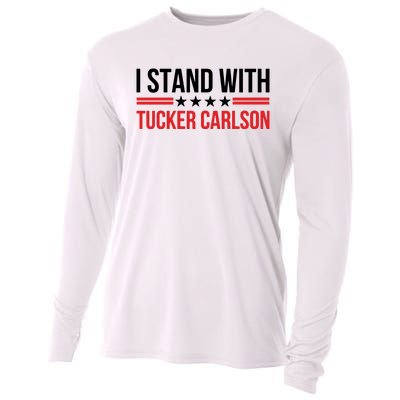 I Stand With Tucker Carlson Vintage American Flag Cooling Performance Long Sleeve Crew