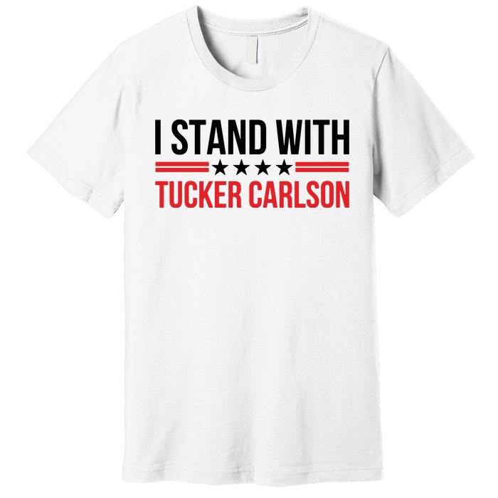 I Stand With Tucker Carlson Vintage American Flag Premium T-Shirt