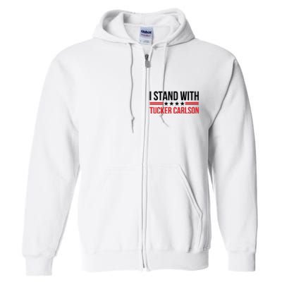 I Stand With Tucker Carlson Vintage American Flag Full Zip Hoodie