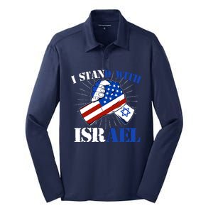 I Stand With Israel Silk Touch Performance Long Sleeve Polo