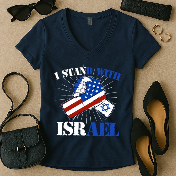 I Stand With Israel Women's V-Neck T-Shirt