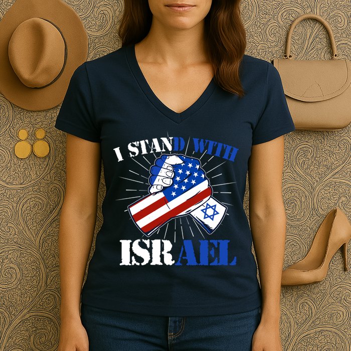 I Stand With Israel Women's V-Neck T-Shirt