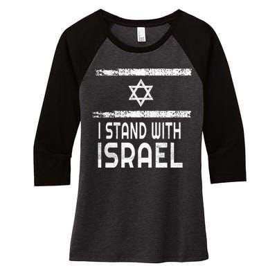 I Stand With Israel Women's Tri-Blend 3/4-Sleeve Raglan Shirt