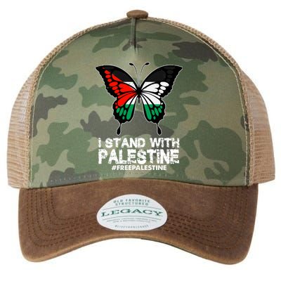 I Stand With Palestine Free Palestine Butterfly Legacy Tie Dye Trucker Hat