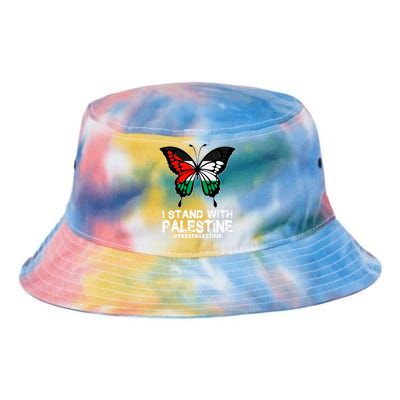 I Stand With Palestine Free Palestine Butterfly Tie Dye Newport Bucket Hat