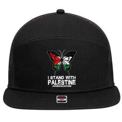 I Stand With Palestine Free Palestine Butterfly 7 Panel Mesh Trucker Snapback Hat