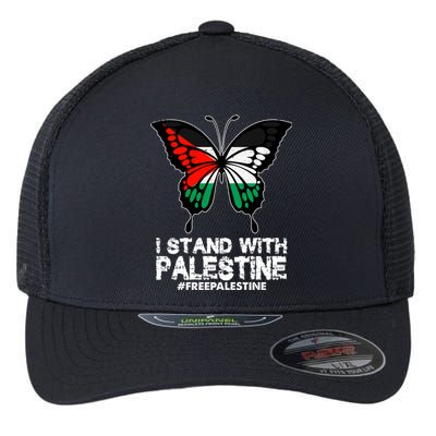 I Stand With Palestine Free Palestine Butterfly Flexfit Unipanel Trucker Cap