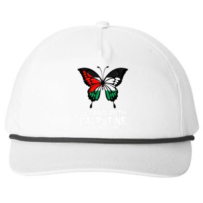 I Stand With Palestine Free Palestine Butterfly Snapback Five-Panel Rope Hat