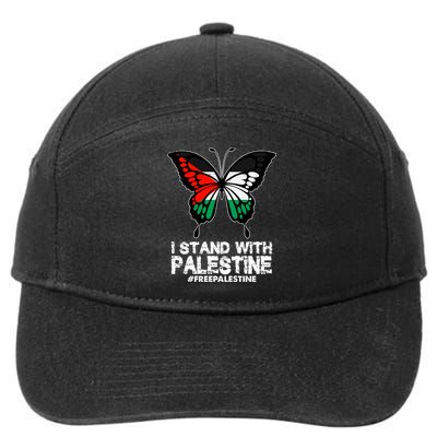 I Stand With Palestine Free Palestine Butterfly 7-Panel Snapback Hat